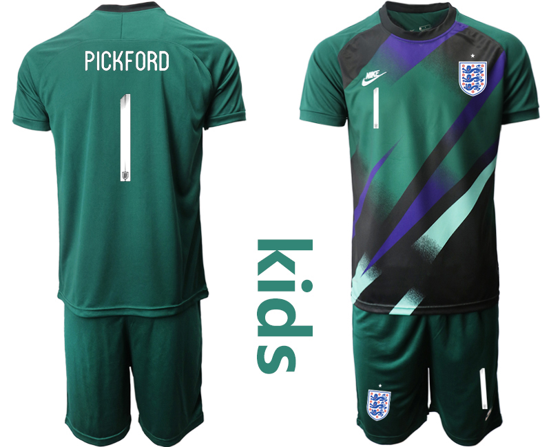 2021 European Cup England Dark green Youth goalkeeper #1 soccer jerseys